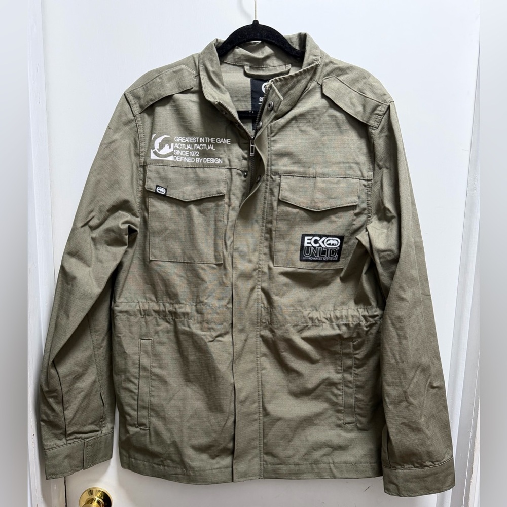 Ecko Renegade Ripstop Jacket Size M NWOT Military Green Full Zip Logo Y2K